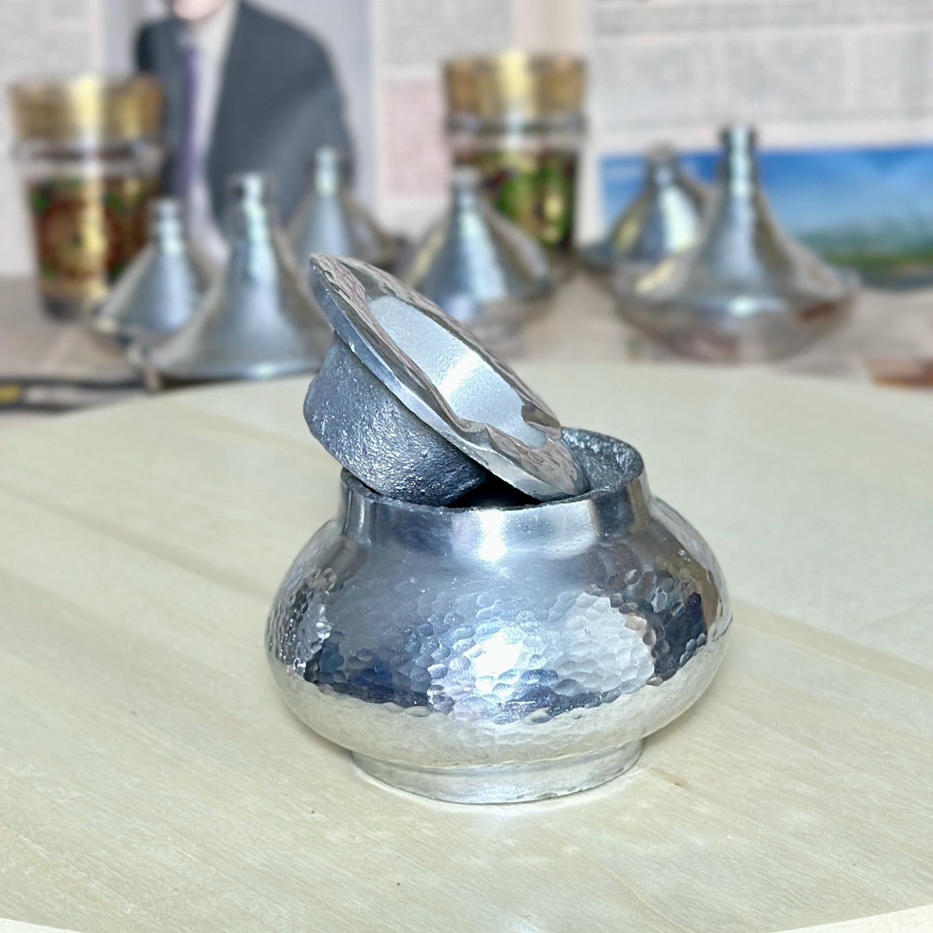 Handmade Moroccan Hammered Metal Ashtray – Decorative Silver Ashtray – Small and Large Sizes Available – Moroccan Home Decor