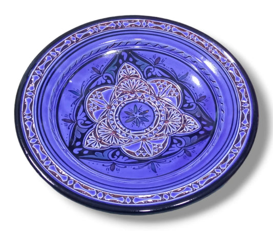 30Cm Ceramic Plate Handmade and Hand-Painted Plate, Home and Deco, Pottery Plate Moroccan Wall Art Serving Plate Dinner Plate Blue Plate