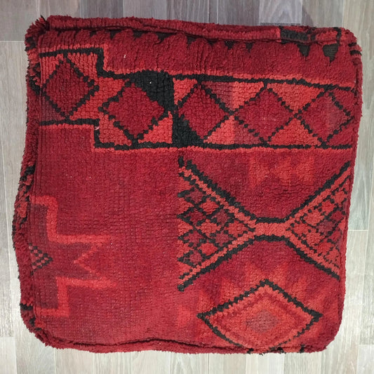 Moroccan Kilim Pouf,Moroccan Floor Cushions, Red Kilim Pouf, Kilim Pouf Floor Pouf Vintage Moroccan Ottoman Square Pouf, Yoga Meditation