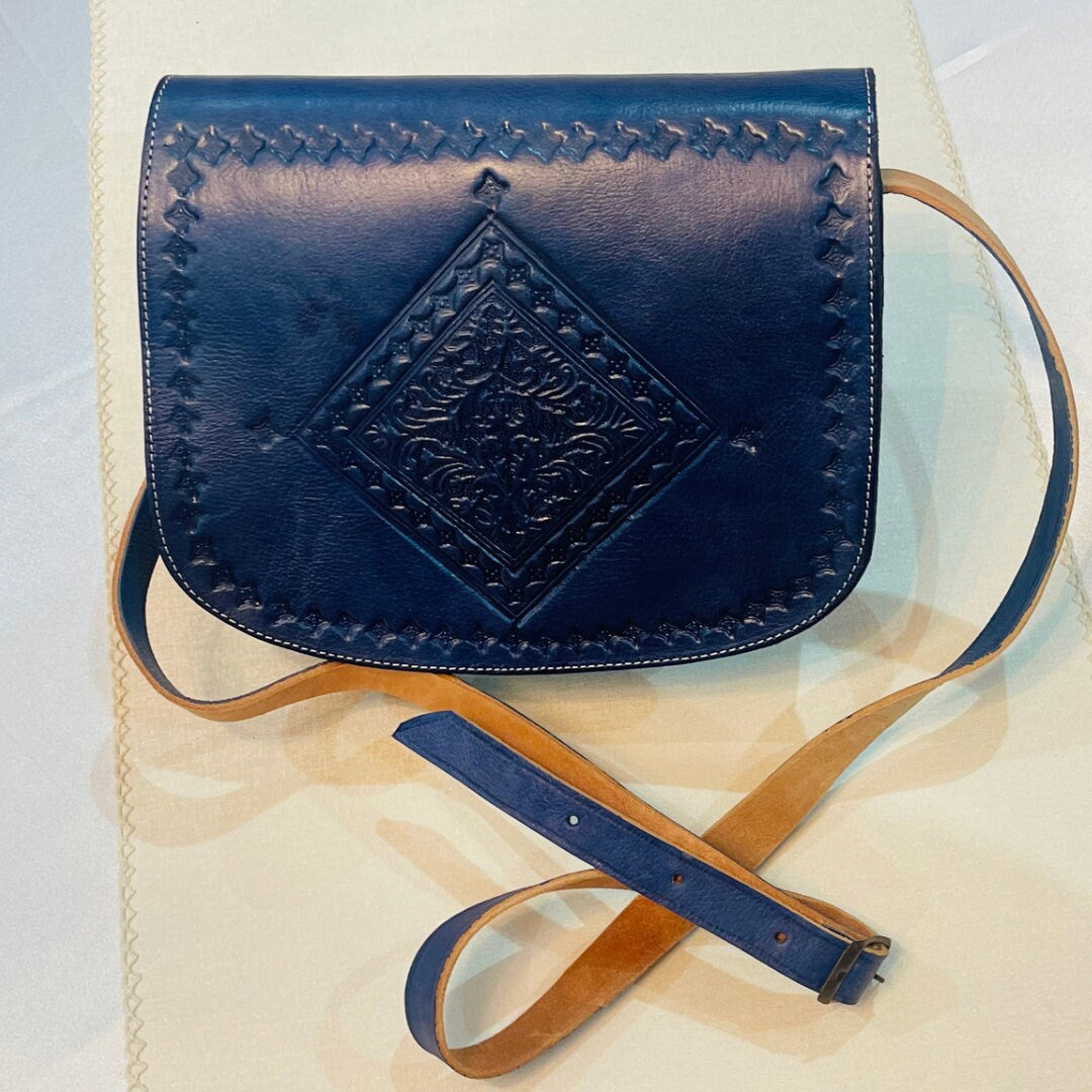 Moroccan Leather Bag, Genuine Leather Crossbody Bag, Moroccan Shoulder Bag, Women'S Leather Bag, Handmade Carved Leather Bag, Purple Bag