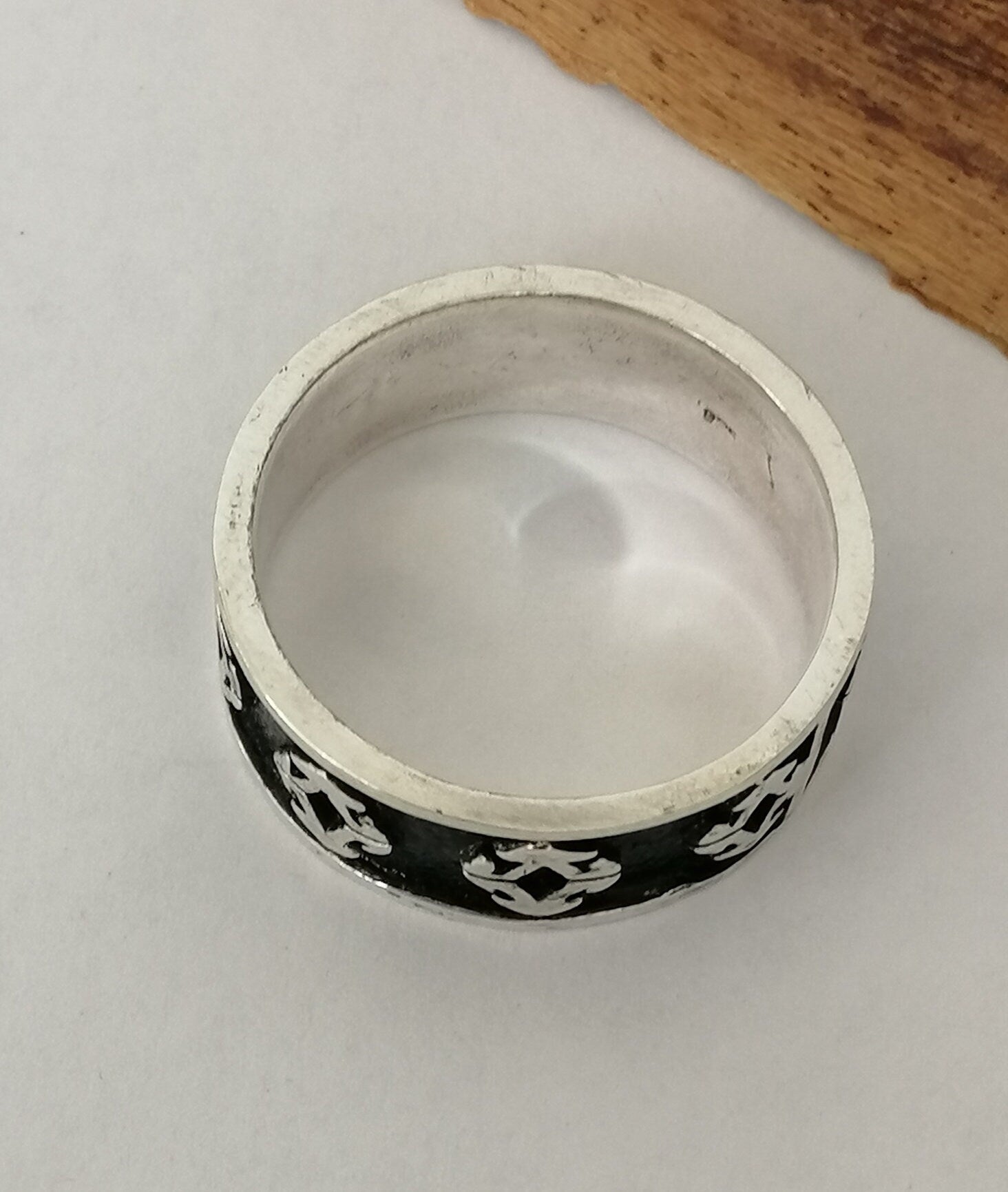 Sterling Silver Ring with Carved Diamond Pattern
