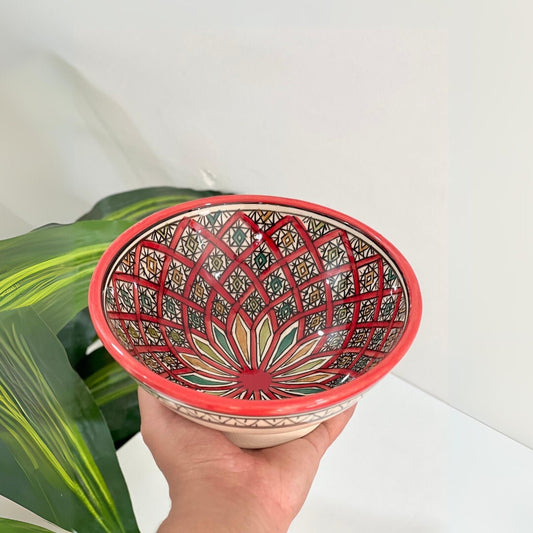 Moroccan Handmade Ceramic Salad Bowl, Handmade Pottery Bowl, Handpainted Moroccan Artisanal Bowl, Unique Decorative Bowl, Moroccan Art