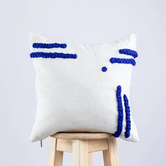 White and Blue Moroccan Decorative Pillow - Handmade Pillow -Livingroom Pillow - Bedroom Pillow - Custom Pillow