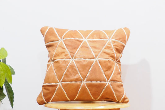 Leather Cushion | Accent Pillow Couch | Leather Pillow Cover with Embroidery Cover High Quality Satisfaction Guaranteed.