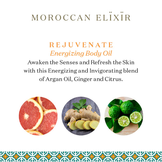 REJUVENATE Energizing Argan Body Oil Argan Oil with Ginger, Bergamot, Pink Grapefruit and Tangerine