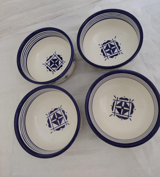 Set of Four Bowls, Moroccan Bowls, Handmade Ceramic Bowl, Clay Pottery Bowls, Dining Set, Pottery Soup Bowls, Matcha Kits Bamboo Whisk, Gift