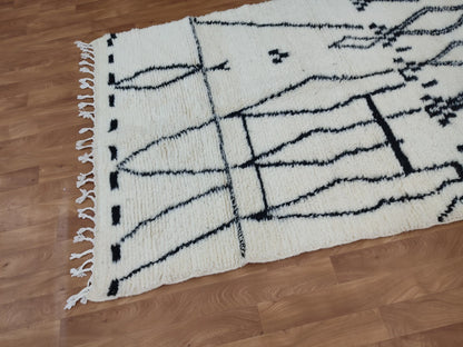 Beni Ouarain White Black Moroccan Rugs - Moroccan Beni Ourain Rug Style - Morrocan Rug Wool Berber Design - Handmade Rug - Berber Rugs Style