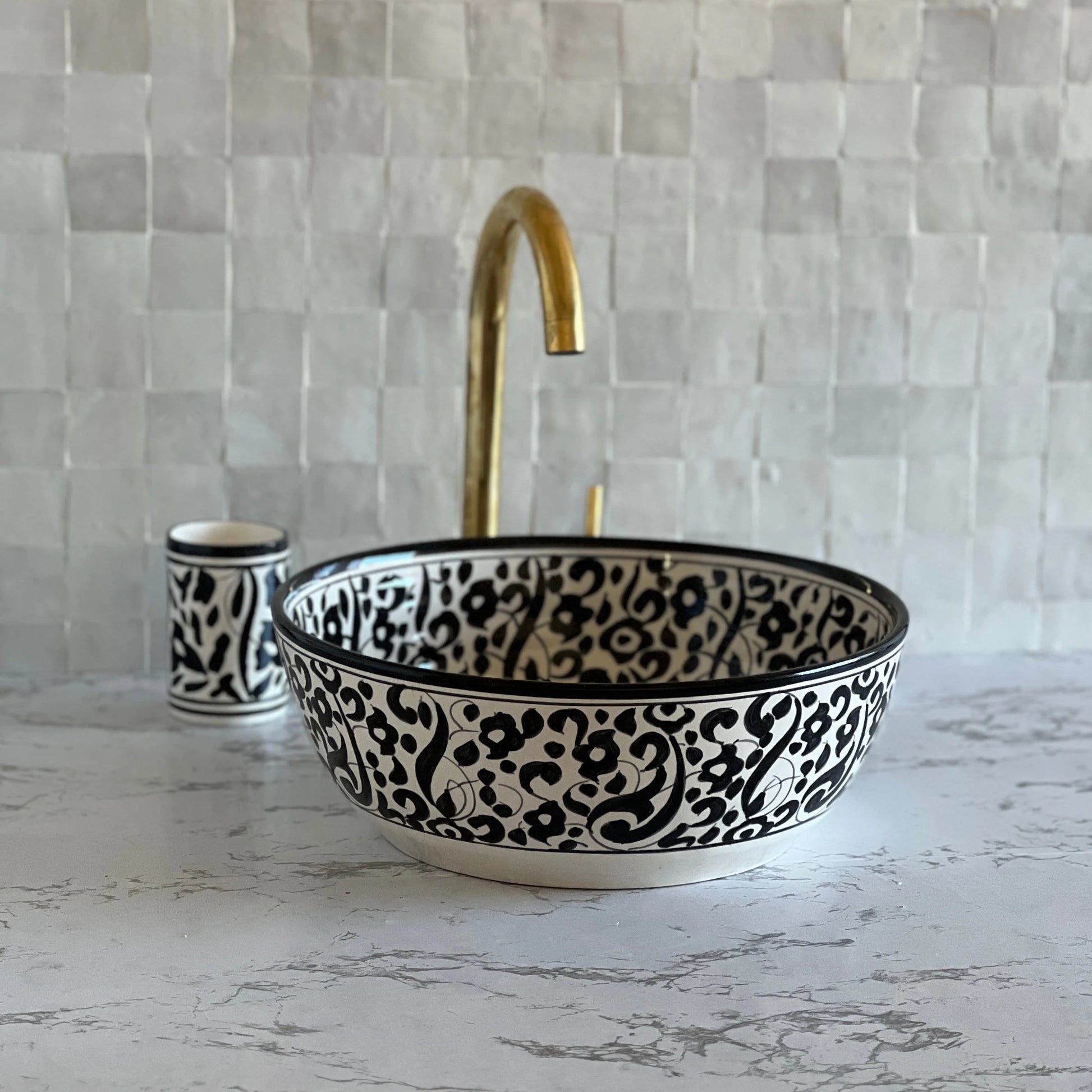Antique Wash Basin, Vessel Sink, Bathroom Basin, Sink Bowl, Moroccan Handmade Ceramic Basin, Free Gift INCLUDED