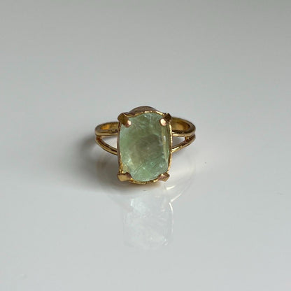 Green Fluorite Ring, Gold, Adjustable Ring, Crystal Ring, Green Fluorite Jewelry, Heart Chakra, Nickel-Free, Crystal Gift, Green Gemstone