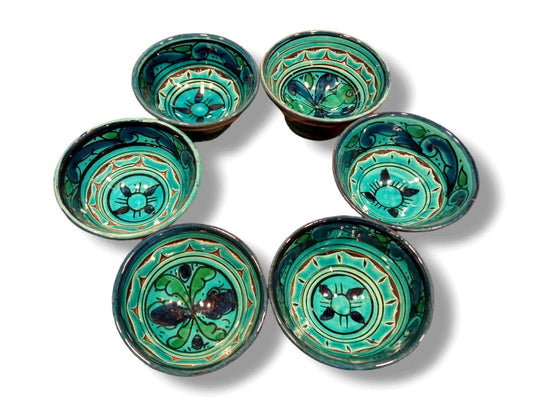 Set of 6 Ceramic Bowls Handcrafted, Artistic, Geometric Patterns, Vibrant Colors, Home Decor, Kitchen Accessories, Unique Tableware