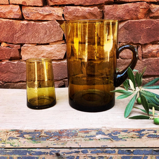 Carafe En Verre Beldi Du Maroc, Faite Main Et Soufflée À La Bouche, Modèle Revisité