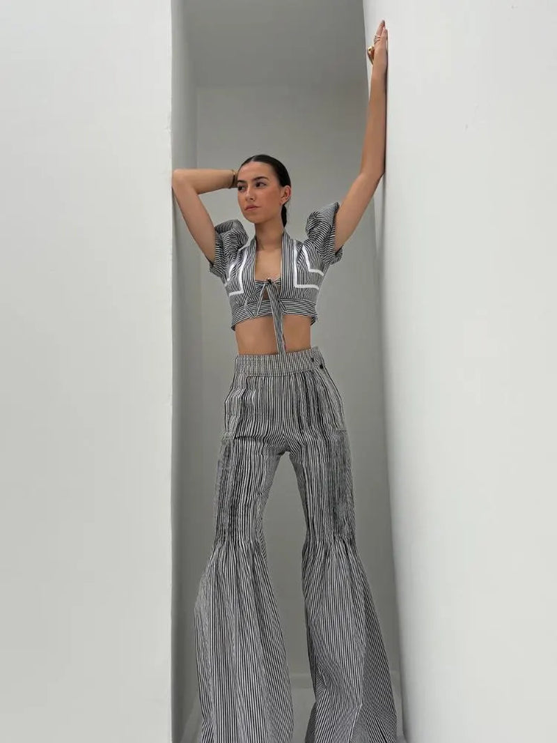 Dina’S Pants Stripe Bkack & White