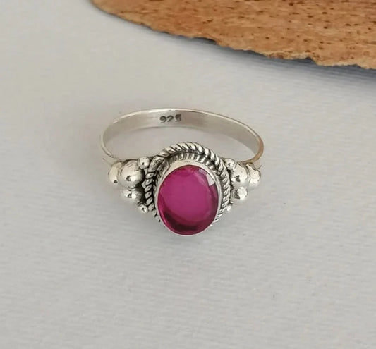 Pink Garnet and Sterling Silver Ring