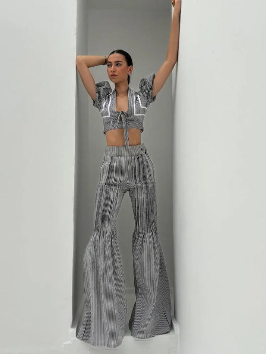 Dina’S Pants Stripe Bkack & White