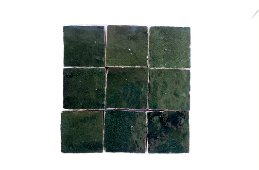 1 Square Foot Zellige Tile Dark Green Tiles Moroccan Tile Square Handmade Rustic Tiles Fireplace Tile Backsplash Zellij Green Mosaic Tile