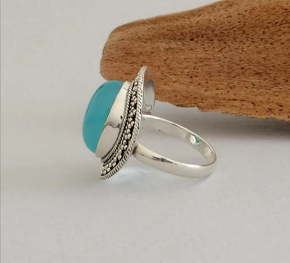 Aquamarine and Sterling Silver Ring