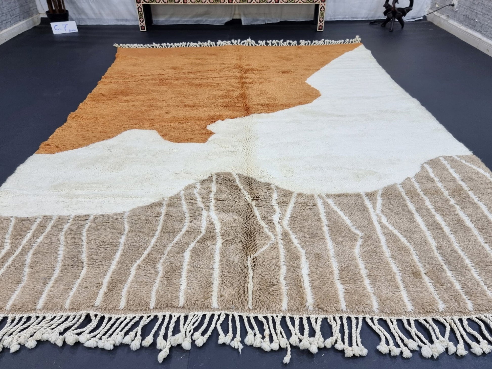 BERBER CARPET 6X6, Gorgeous Mrirt Rug, Patchwork Moroccan Rug, Brown & White Rug, Hand-Knotted Wool Rug, Beni Mrirt Area Rug, Shag Rug.