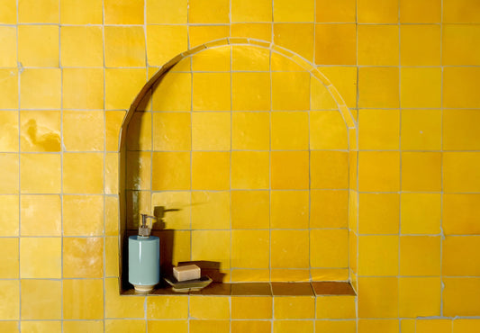 1 Square Foot Yellow Zellige Tile Moroccan Tile Handmade Square Fireplace Tile Backsplash Bathroom Wall Tile Canary Tile Zellij