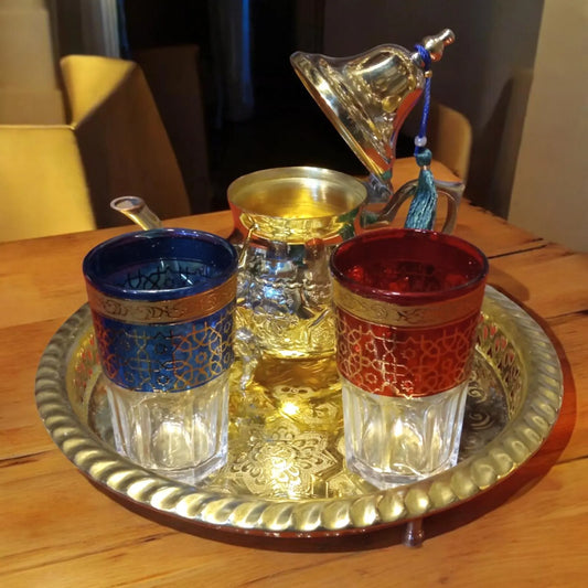 Exquisite Moroccan Tea Set: Elegance, Tradition Handcrafted Teapot Authentic, Tea Rituals Tea Set, Golden Teapot, Set of 4 Tea Cups