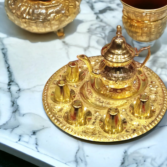 Moroccan Brass Tea Set: Handcrafted Elegance, Boho Luxe, Artisan Craftsmanship Moroccan Hospitality Functional Art Gift-Worthy Teapot