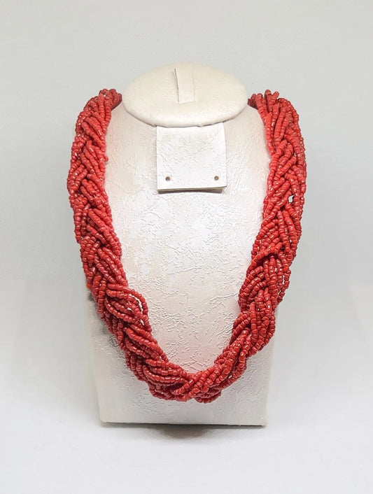 Handmade Berber Coral Necklace, Antique Red Coral Beads Necklace, Tribal Ethnic Necklace, Gift for Her