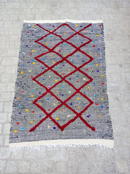 Moroccan Zanafi Rug .Handmade Berber Wool Rug Authentic Azilal Carpet Area Rug - Vintage Berber Rug - Zanafi Rug
