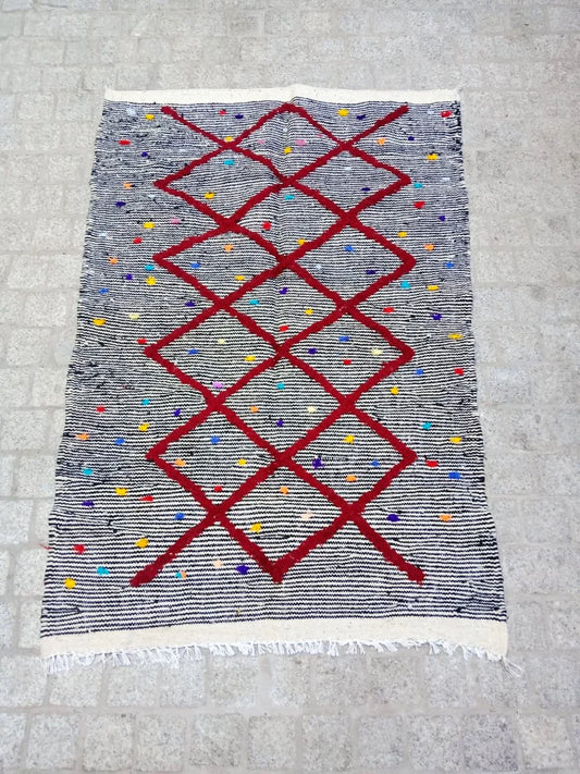 Moroccan Zanafi Rug .Handmade Berber Wool Rug Authentic Azilal Carpet Area Rug - Vintage Berber Rug - Zanafi Rug
