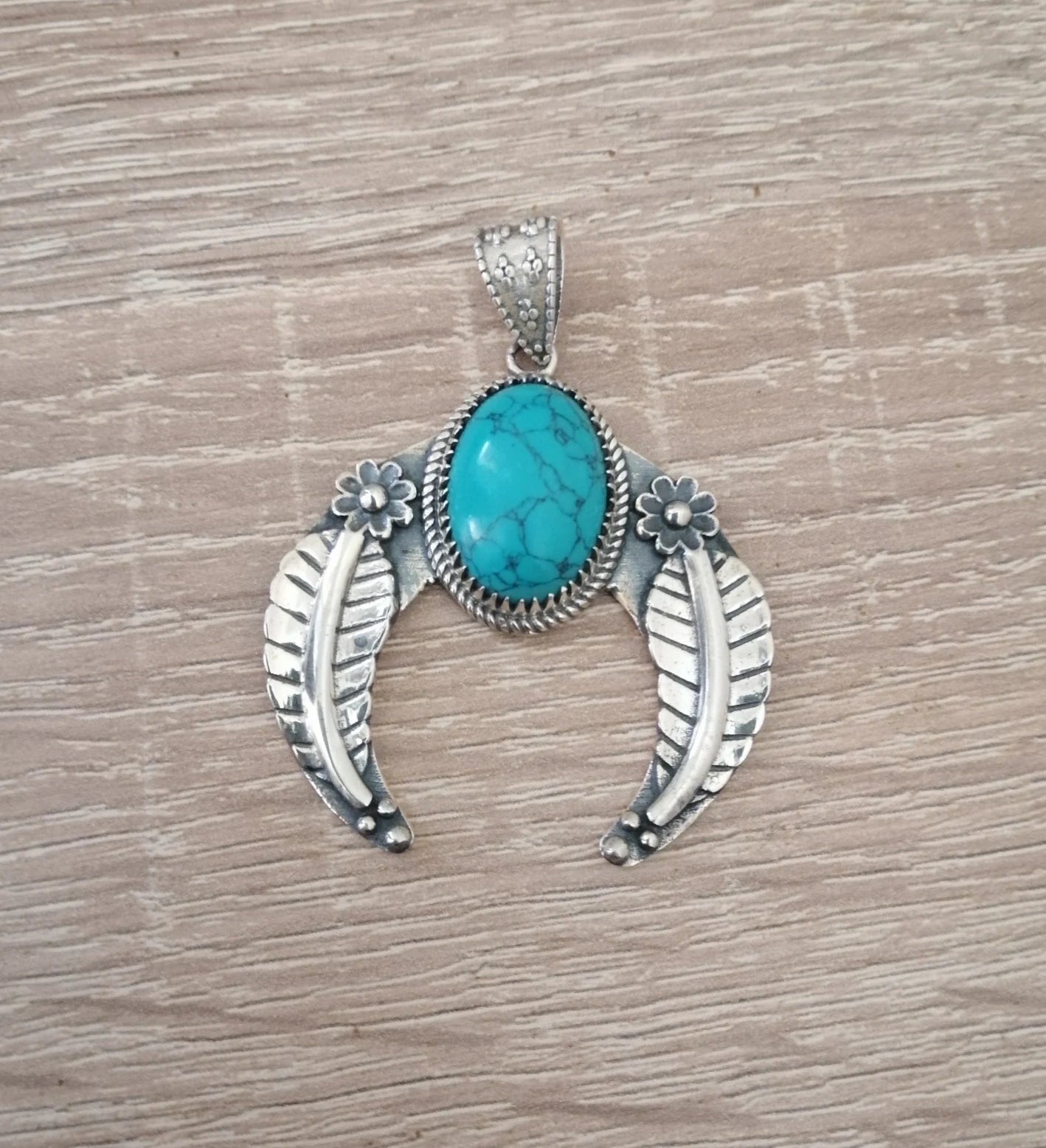 Southwestern Turqouise and Sterling Silver Wing Pendant Amulet