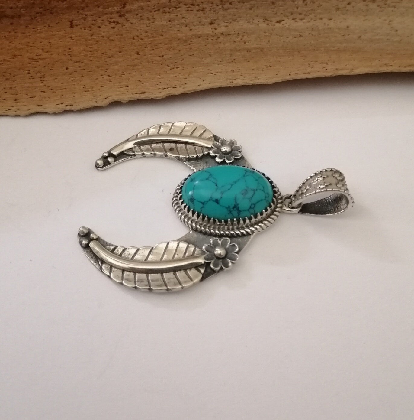 Southwestern Turqouise and Sterling Silver Wing Pendant Amulet