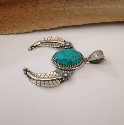 Southwestern Turqouise and Sterling Silver Wing Pendant Amulet