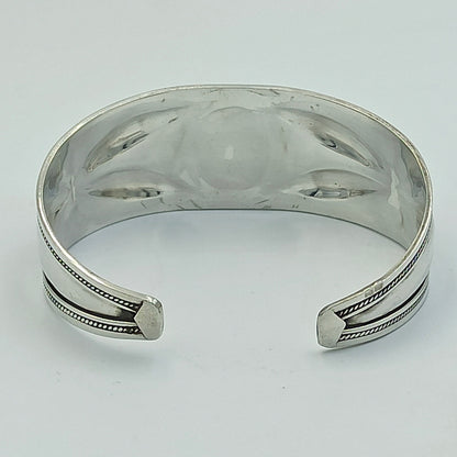 Women'S 925 Sterling Silver Handcrafted Adjustable Bracelet, Open Cuff Berber Engrave Design Boho Bangle with a Brown Bead