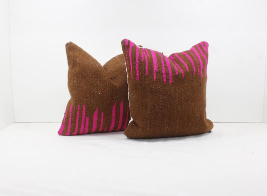 Set of 2 Vintage Moroccan Pillows 100% Wool , Absolutely Gorgeous Pillow Floor Pillow Moroccan Berber Home Design Handmade Kilim Berber