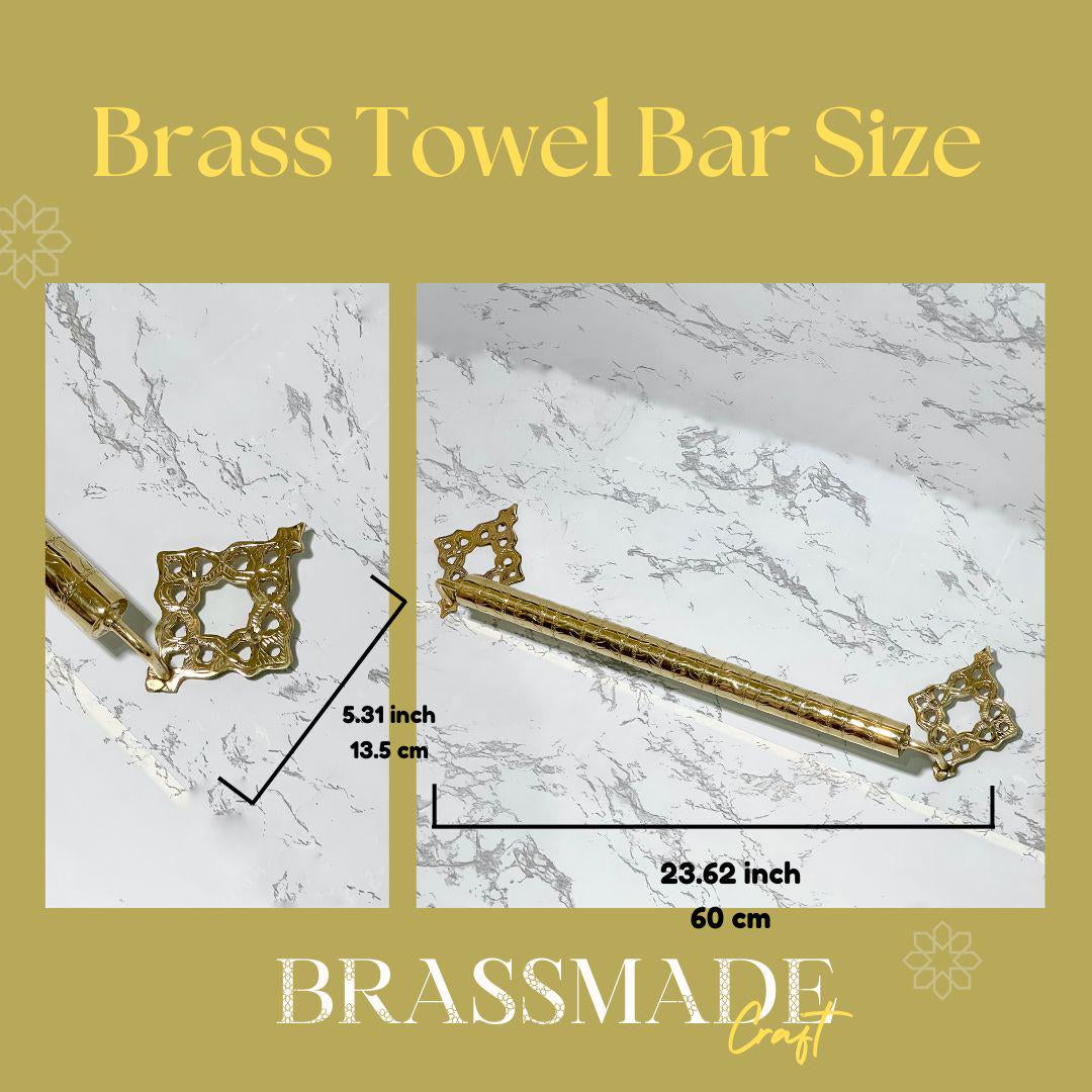 Brass Towel Bar, Handmade Hammered Brass Towel Rack, Brass Bathroom Towel Shelf, Rustic Wall-Mounted Towel Holder Unlacquered Brass Towel