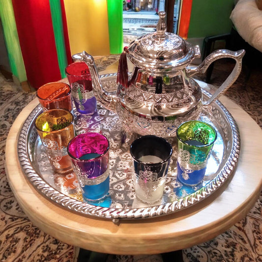 Extra Large Moroccan Tea Set: Elegance, Tradition Handcrafted Teapot Authentic, Tea Rituals Tea Set, Teapot, Set of 6 Tea Cups