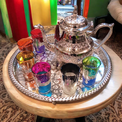 Exquisite Moroccan Tea Set: Elegance, Tradition Handcrafted Teapot Authentic, Tea Rituals Tea Set, Golden Teapot, Set of 4 Tea Cups