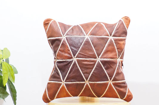 Leather Cushion | Accent Pillow Couch | Leather Pillow Cover with Embroidery Cover High Quality Satisfaction Guaranteed.