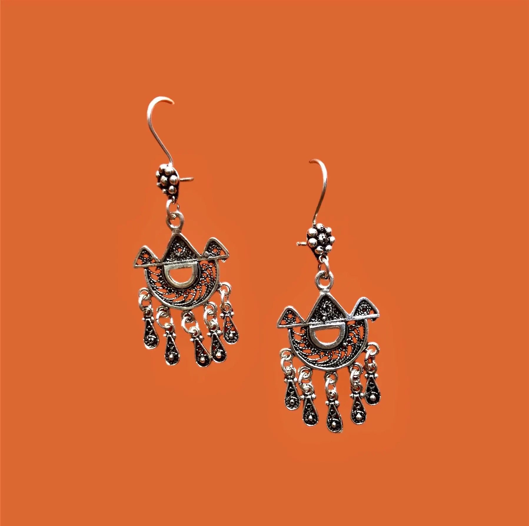 Handmade Silver Tuareg Earrings - Traditional Ethnic Jewelry, Tuareg Jewelry, Berber Earrings