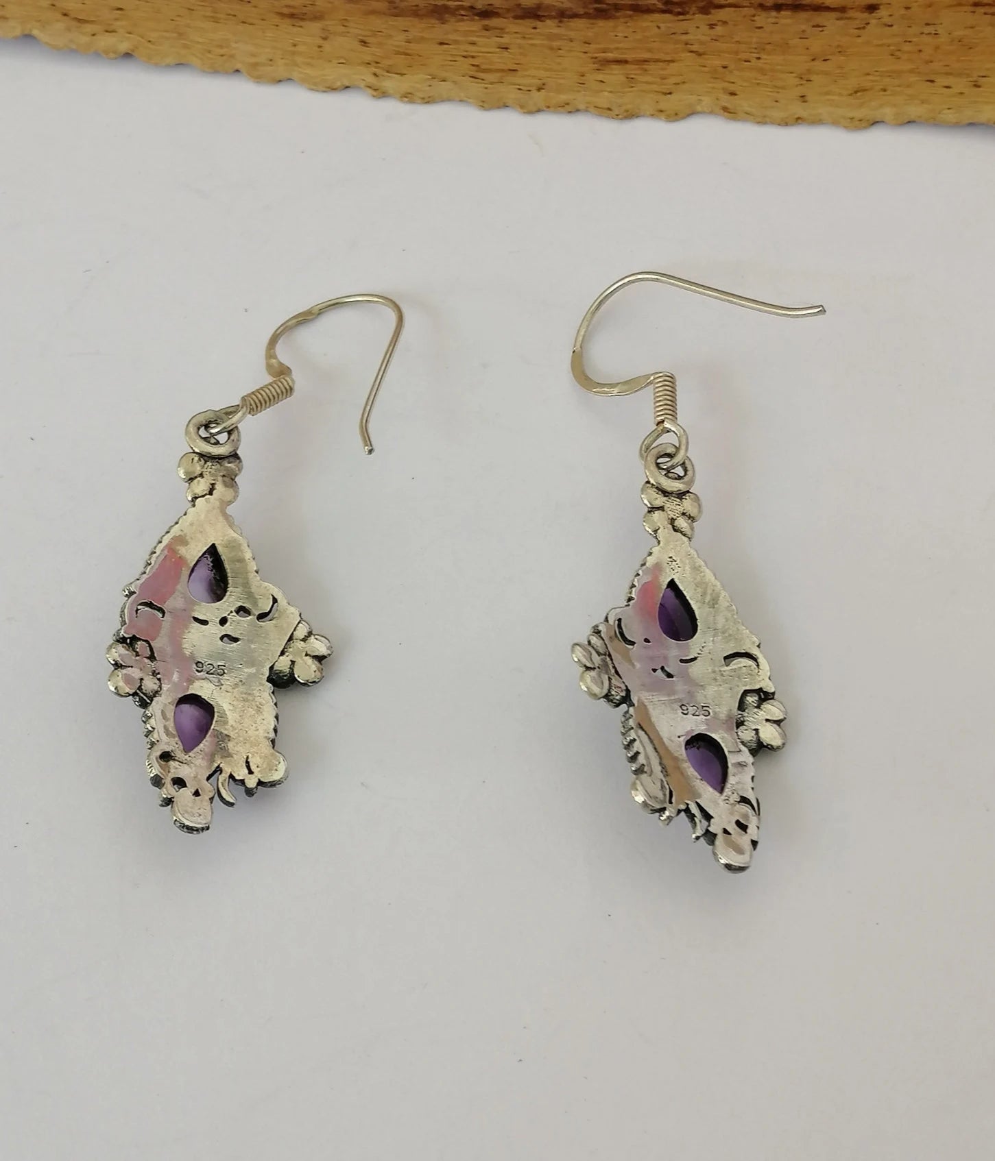 Amythest & Sterling Silver Paisley Earrings