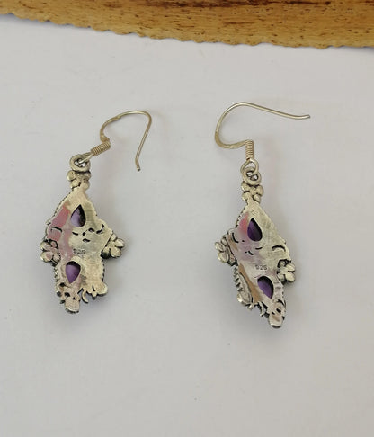 Amythest & Sterling Silver Paisley Earrings