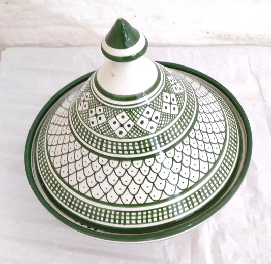 Handmade Ceramic Tagine, Moroccan Ceramic Tagine for Serving and Décor, Hand-Painted Ceramic Pot, Green Ceramic Tagine, Berber Tagine