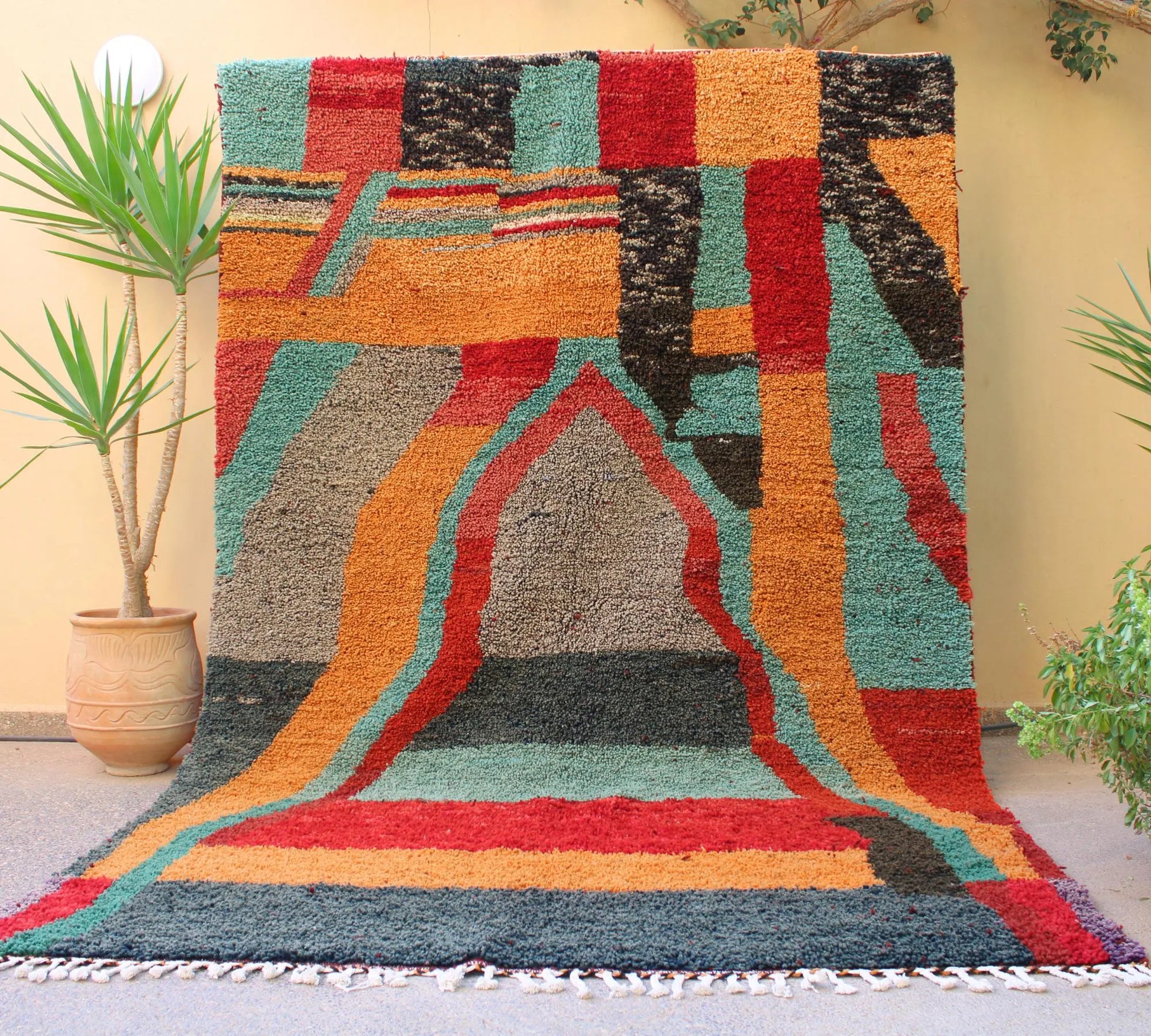 Colorful Beni Ourain Carpet, Rugs, Berber Rug Morocco, Orange Area Rugs, Teepich, Orange Rugs for Living Room, Handmade Wool Rug, Home Decor