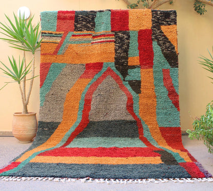 Colorful Beni Ourain Carpet, Rugs, Berber Rug Morocco, Orange Area Rugs, Teepich, Orange Rugs for Living Room, Handmade Wool Rug, Home Decor
