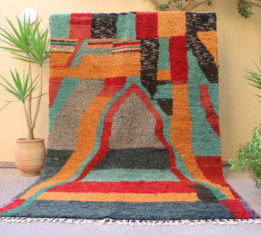 Colorful Beni Ourain Carpet, Rugs, Berber Rug Morocco, Orange Area Rugs, Teepich, Orange Rugs for Living Room, Handmade Wool Rug, Home Decor