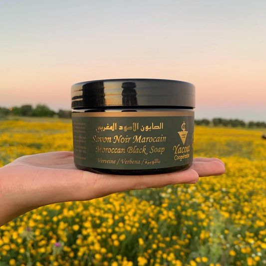 Moroccan Black Soap with Verbena Perfume - Natural Organic for Face & Body, Hamam Spa Ritual, Bride Beauty Treatment