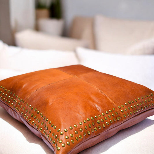 Leather Pillow Case. Genuine Lambskin Leather Pillow Cover. Sofa Cushion Case. Boho Decor. Brown Pillow Case. Square Leather Pillow Cover.