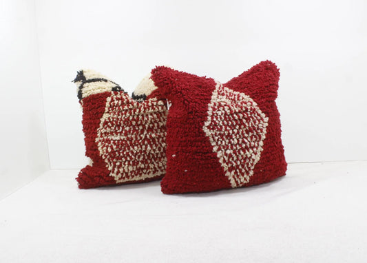 Set of 2 Vintage Moroccan Pillows 100% Wool , Absolutely Gorgeous Pillow Floor Pillow Moroccan Berber Home Design Handmade Kilim Berber