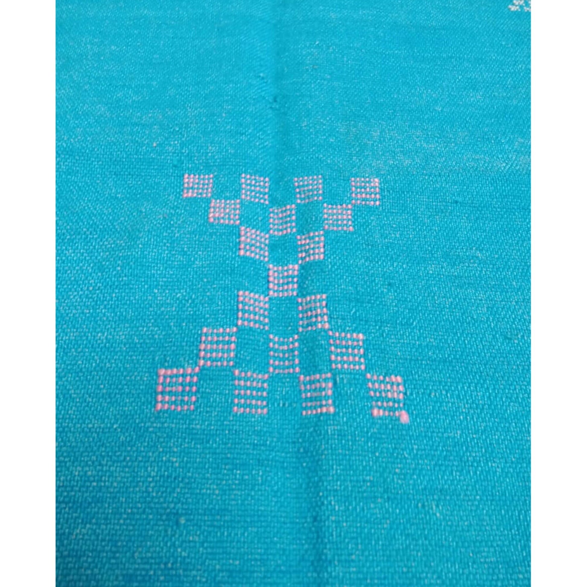 Moroccan Cactus Silk Rug, Handmade Sabra Cactus Rug, Berber Sabra Rug ,Authentic Azilal Rug, Bleu Cactus Silk ,Bohemian Rug