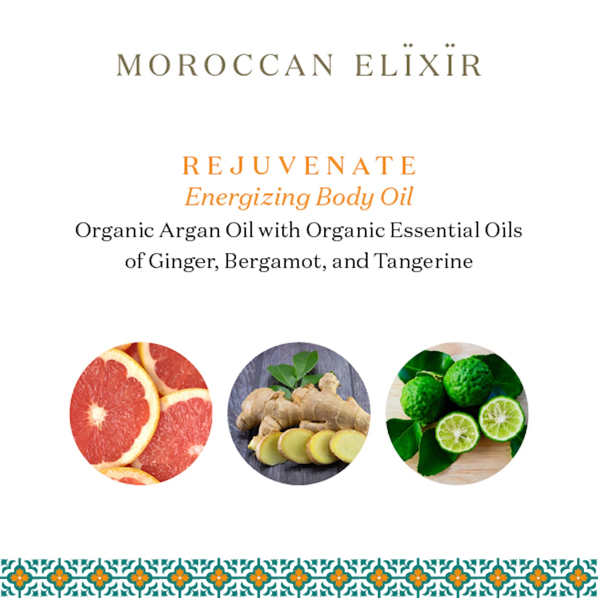 REJUVENATE Energizing Argan Body Oil Argan Oil with Ginger, Bergamot, Pink Grapefruit and Tangerine