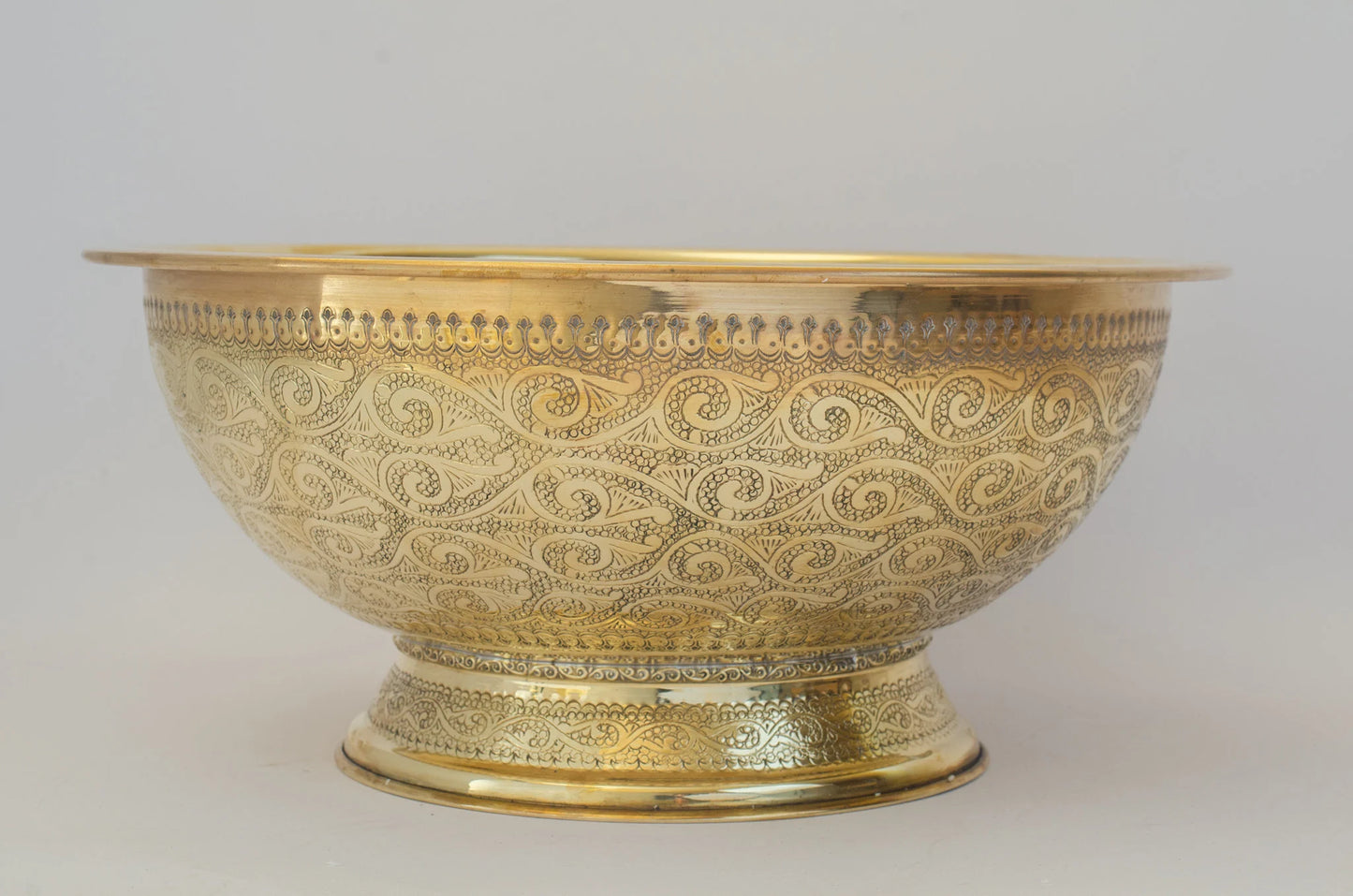 Antique Brass Bowl Vessel Sink Engraved Bathroom Vanity Basin, Gold Vintage Engraved Sink