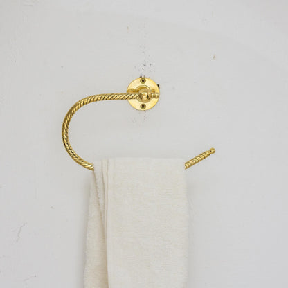 Unlacquered Brass Towel Holder, Towel Hanger, Wall Mount Towel Hook, Hand Engraved Finish